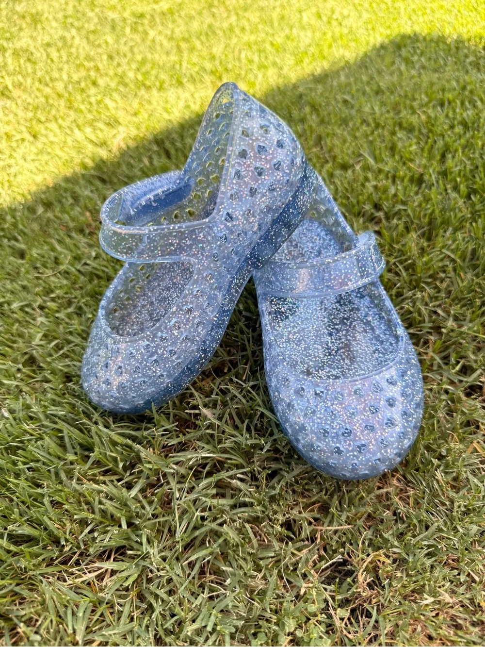 Old Navy Girls' Glitter Jelly Mary Jane Shoes - Blue Size 5